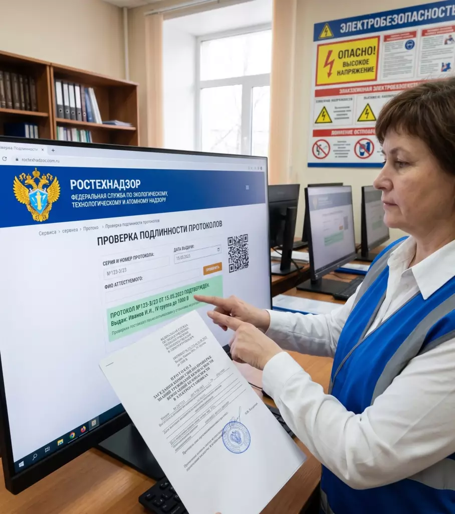Сервис проверки подлинности протоколов РосТехНадзора по электробезопасности